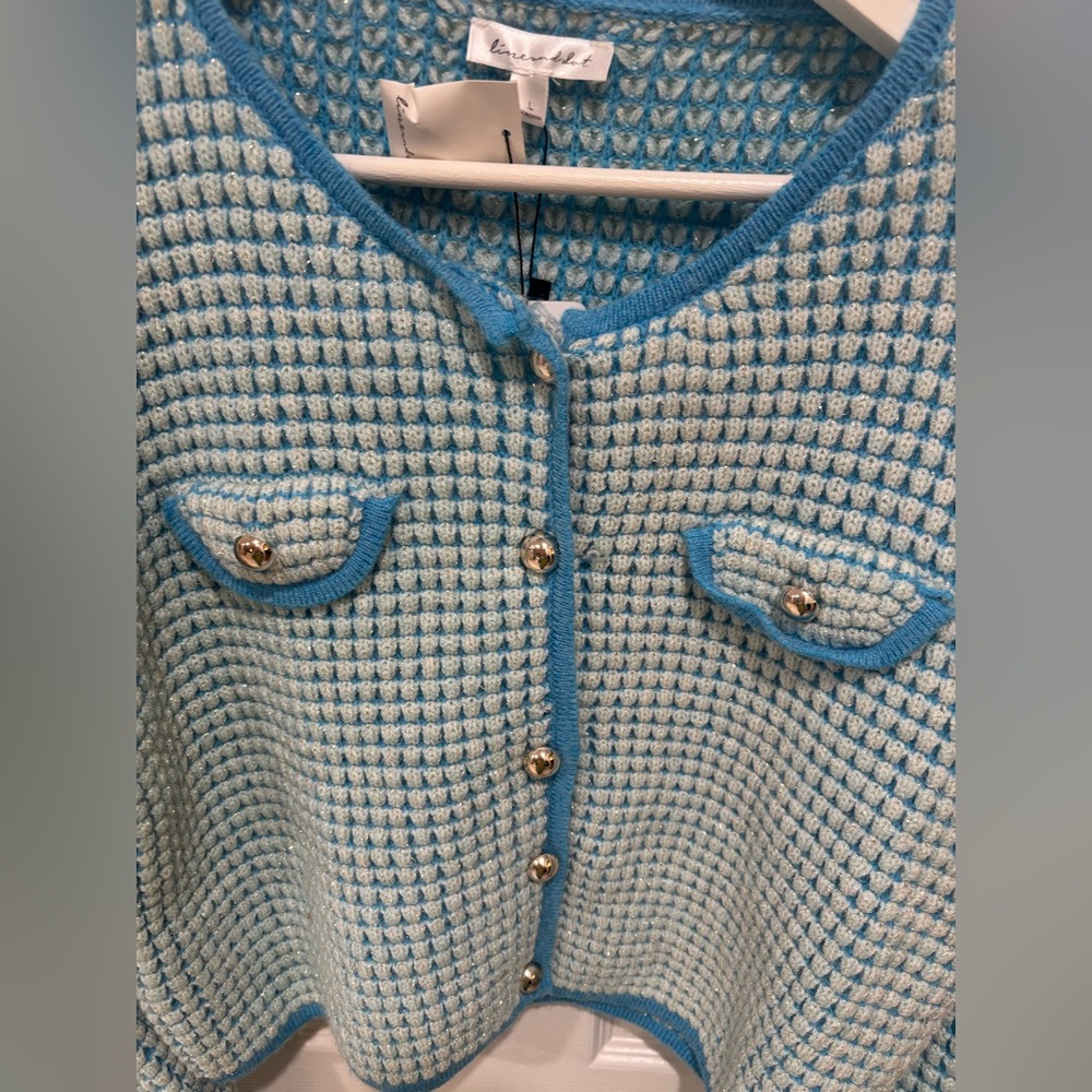 Line & Dot Warm Your Heart Cardigan, Size L, blue - Picture 2 of 7